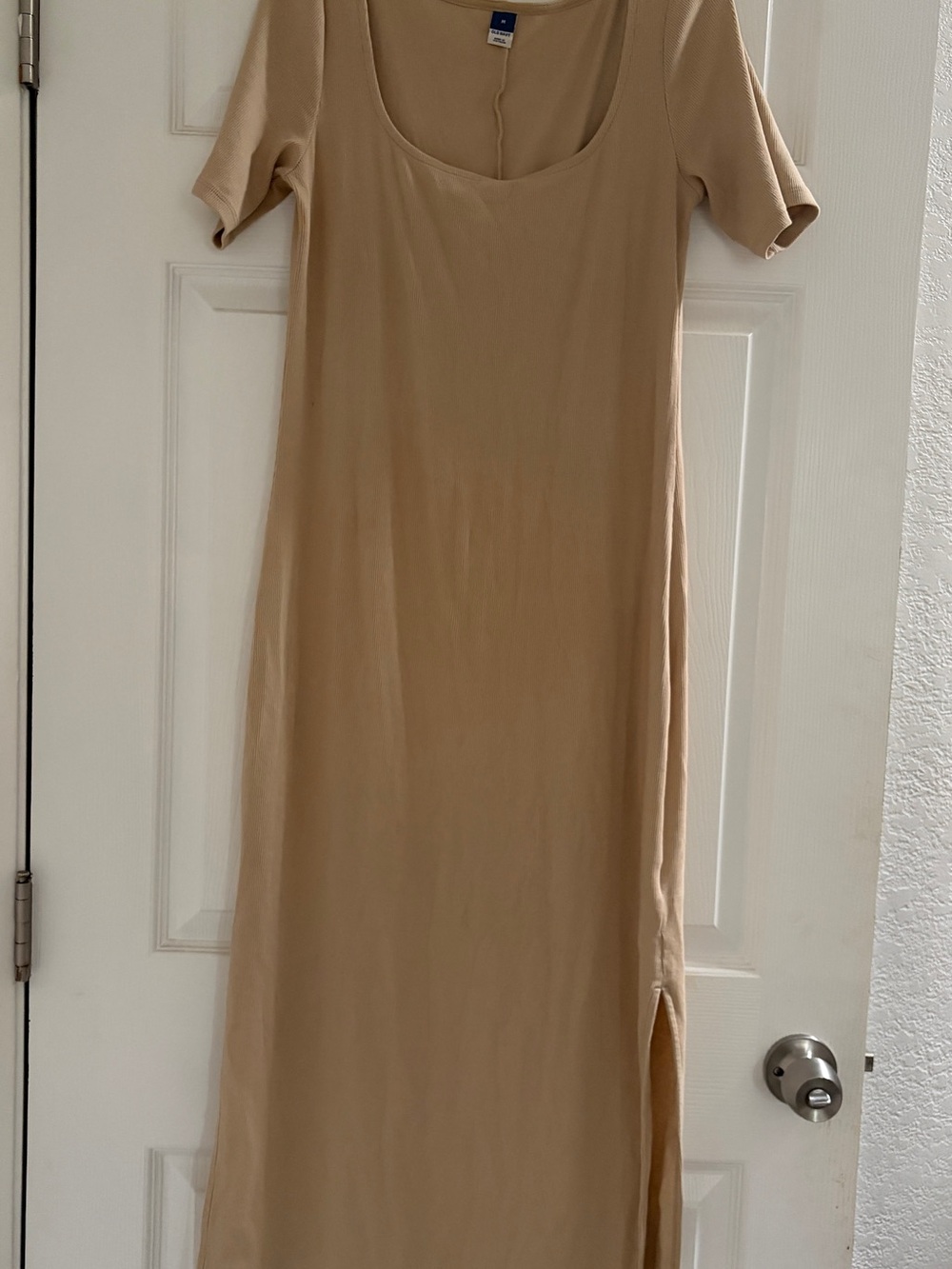 Old Navy Beige Square Neck Dress with Side Slit